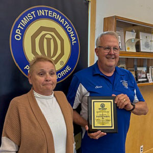 Marsha Babion receives 2025 Respect For Law award from the Port Colborne Optimist Club.